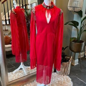 RED JEWELLED COLLAR DRESS